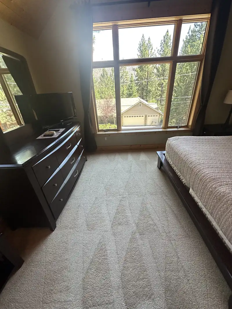 The same carpet after cleaning, with fresh, even groom lines